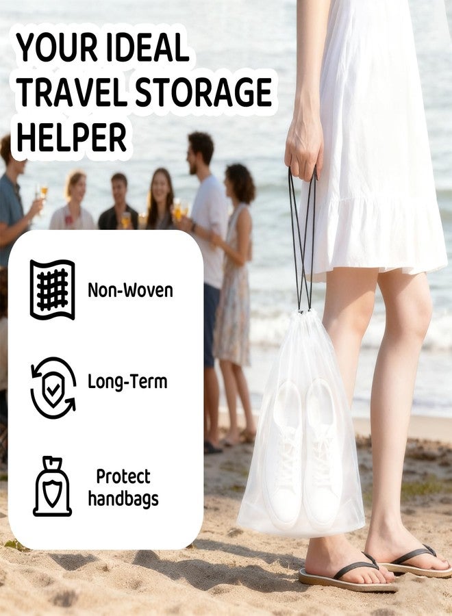 LUSTRIB 8 Pack Waterproof Shoe Bags for Travel, 15.7 x 11.8 Inch Clear Travel Essentials Drawstring Shoe Storage Bags for Packing, Portable Large Shoe Bag for Men and Women - Image 3